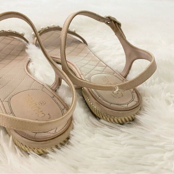 CHANEL Nude Sandal Flats Size 41.5 - Picture 9 of 15